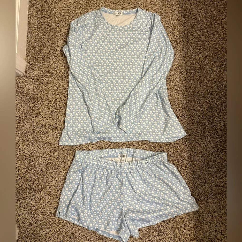 LAKE Pajamas - Long Short Set, Aura, L - Picture 2 of 4
